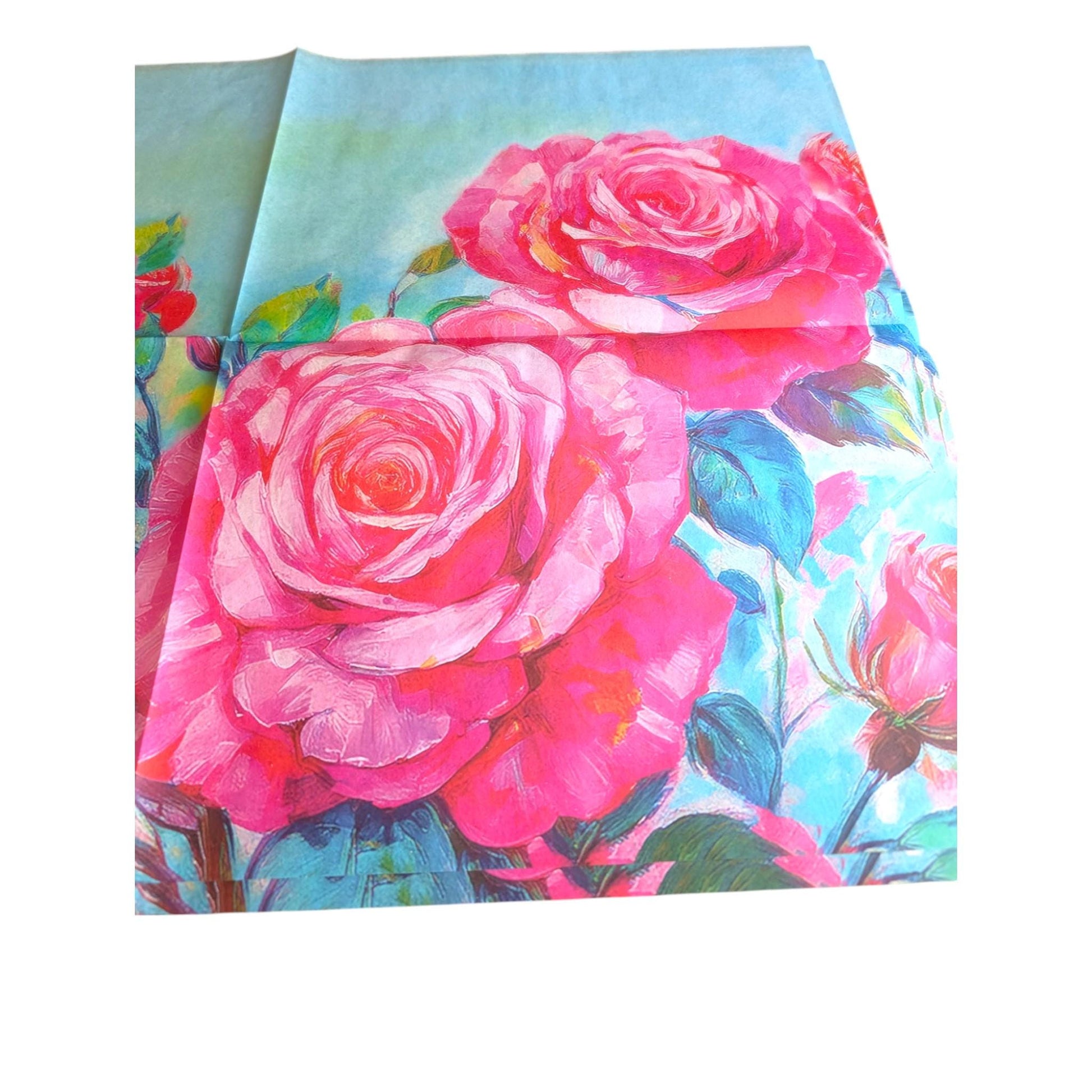 Decoupage Paper for Furniture I Decorative Paper I Tissue Paper I Furniture DIY I Furniture Upcycling I DIY Decor I Furniture Art I Upcycle!  Decoupage paper for furniture.  Elevate your furniture and craft projects with our stunning decoupage paper, featuring the unique &quot;Pink Roses Garden&quot; design. This eye-catching paper combines beautiful watercolor pink roses . Perfect for adding a touch of flair to any DIY project. Pastel color decoupage paper. Pink decoupage paper. Roses decoupage paper