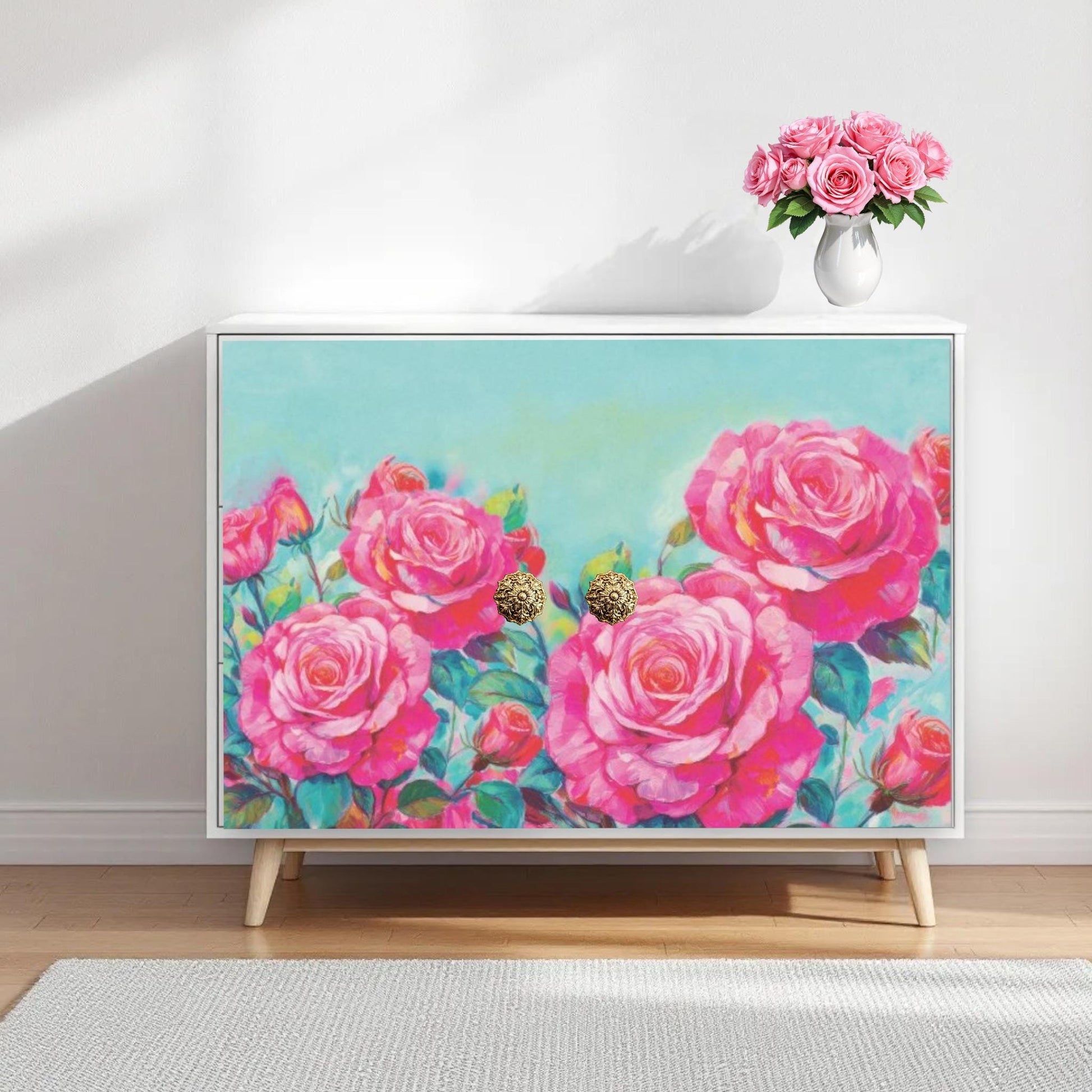 Decoupage Paper for Furniture I Decorative Paper I Tissue Paper I Furniture DIY I Furniture Upcycling I DIY Decor I Furniture Art I Upcycle!  Decoupage paper for furniture.  Elevate your furniture and craft projects with our stunning decoupage paper, featuring the unique &quot;Pink Roses Garden&quot; design. This eye-catching paper combines beautiful watercolor pink roses . Perfect for adding a touch of flair to any DIY project. Pastel color decoupage paper. Pink decoupage paper. Roses decoupage paper