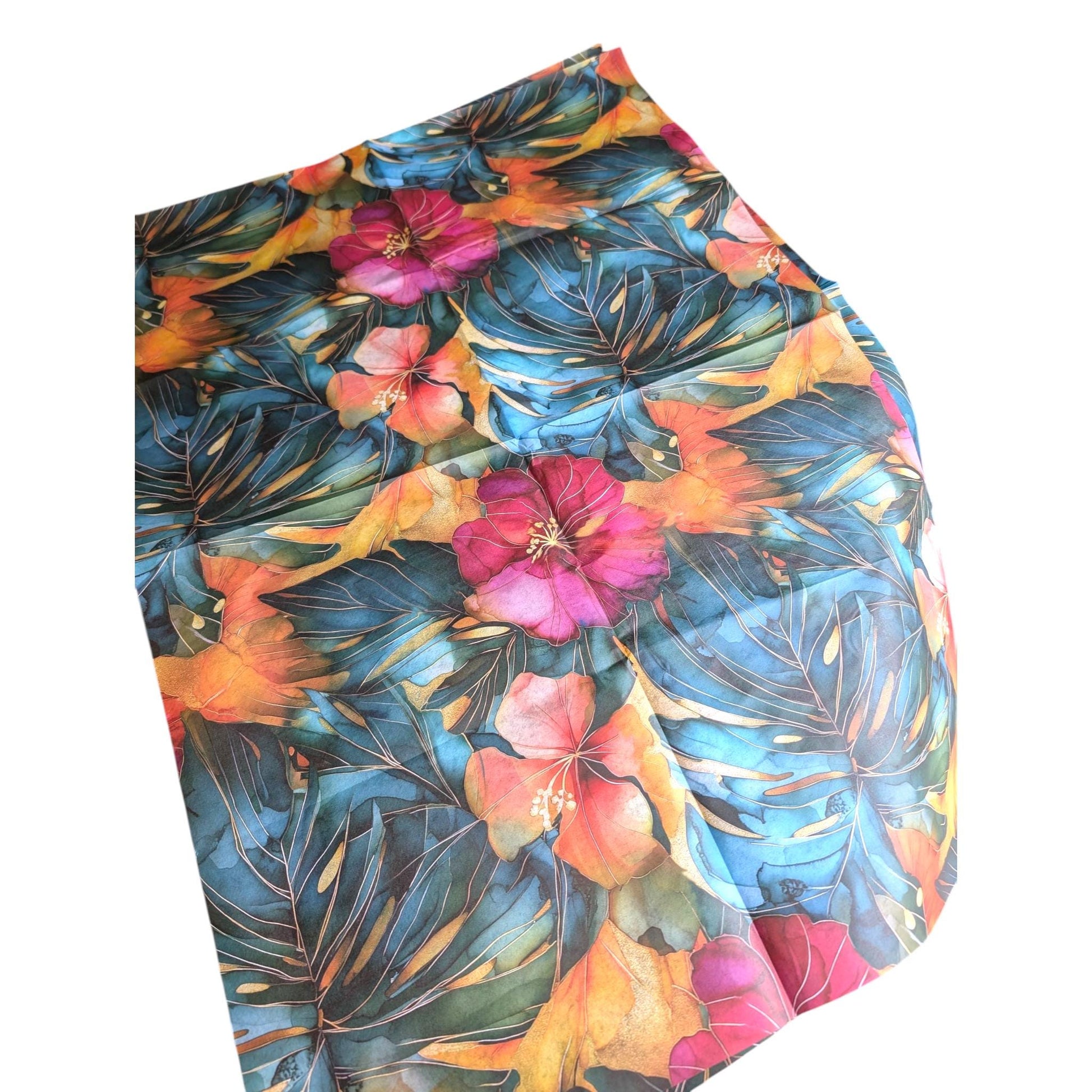 Tropical Floral Decoupage Paper for Furniture DIY Projects. This Tropicsl Floral Tissue Paper is perfect for furniture upcycling projects. This tropical desgin  Decoupage Paper can be used to create your own wall art. This  stunning decoupage paper combines beautiful watercolor styel tropical flowers and leaves design making it perfect for adding a touch of Summer flair to your home decor. This furniture upcycling tissue paper design is printed on high quality tissue paper and vibrant colors.