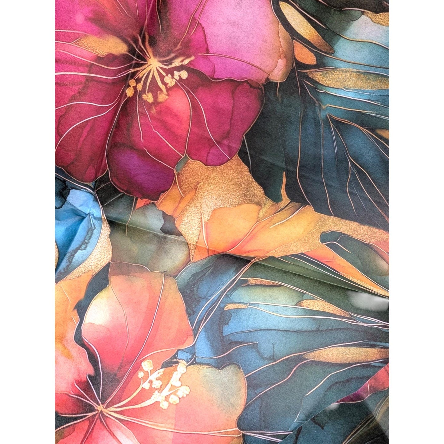 Tropical Floral Decoupage Paper for Furniture DIY Projects. This Tropicsl Floral Tissue Paper is perfect for furniture upcycling projects. This tropical desgin  Decoupage Paper can be used to create your own wall art. This  stunning decoupage paper combines beautiful watercolor styel tropical flowers and leaves design making it perfect for adding a touch of Summer flair to your home decor. This furniture upcycling tissue paper design is printed on high quality tissue paper and vibrant colors.