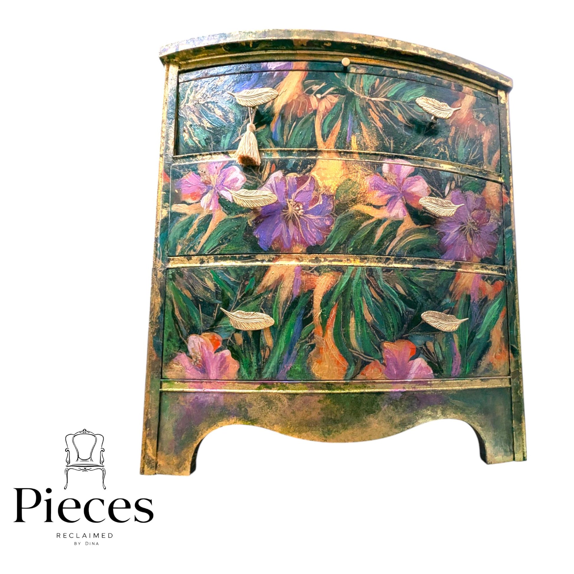Tropical Floral Decoupage Paper for Furniture DIY Projects. This Tropicsl Floral Tissue Paper is perfect for furniture upcycling projects. This tropical desgin  Decoupage Paper can be used to create your own wall art. This  stunning decoupage paper combines beautiful watercolor styel tropical flowers and leaves design making it perfect for adding a touch of Summer flair to your home decor. This furniture upcycling tissue paper design is printed on high quality tissue paper and vibrant colors.